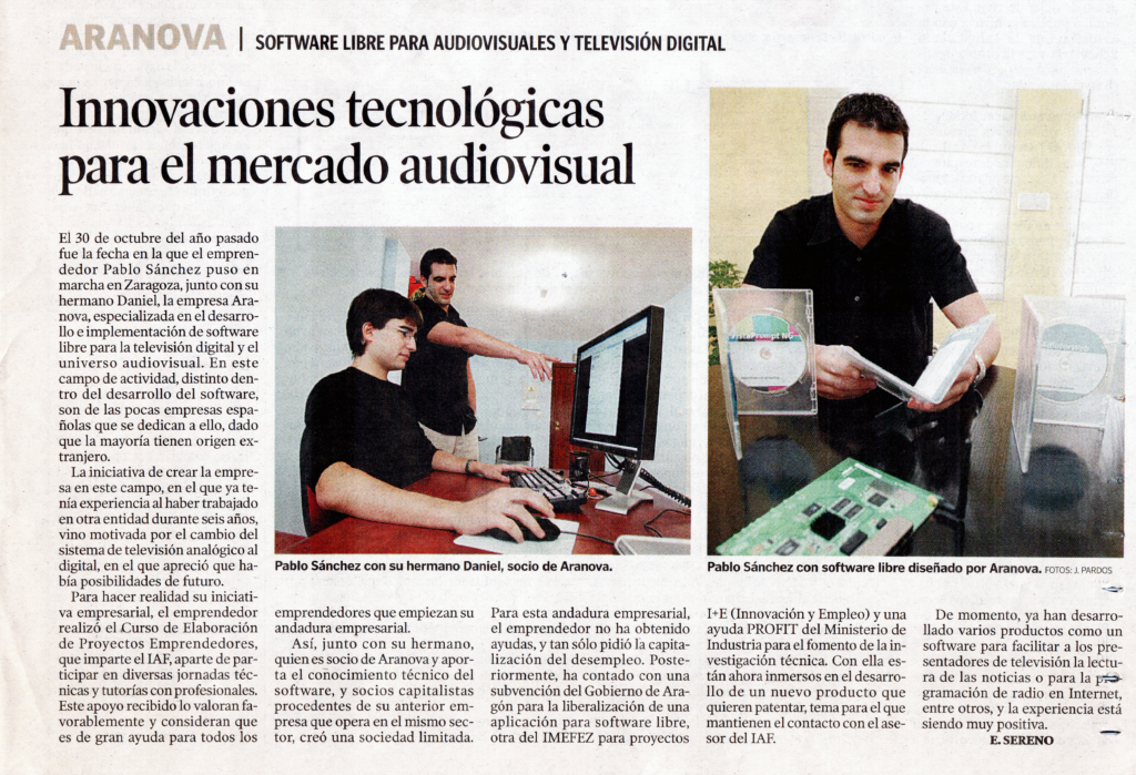 Reportaje de Heraldo de Aragón el 19 de octubre de 2006