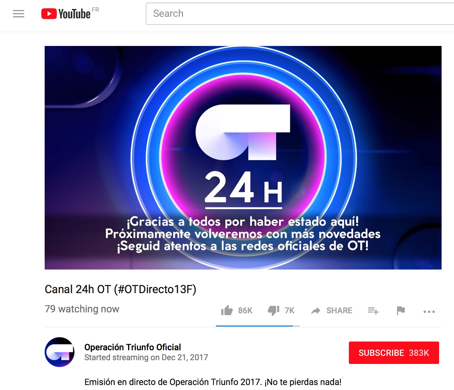 Canal 24h de OT en YouTube